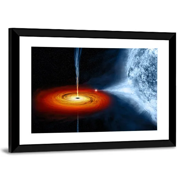 Black Hole Sucking Big White Dwarf Canvas Wall Art