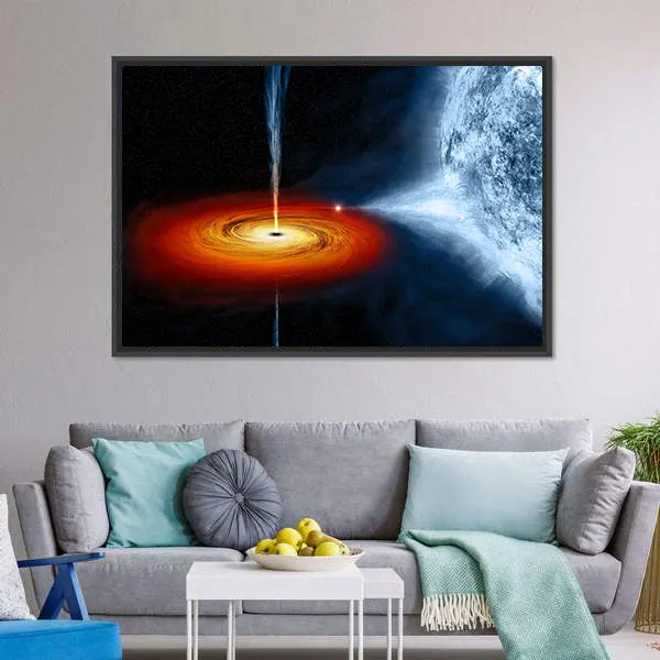 Black Hole Sucking Big White Dwarf Canvas Wall Art