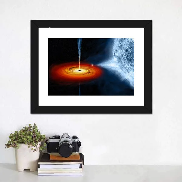 Black Hole Sucking Big White Dwarf Canvas Wall Art