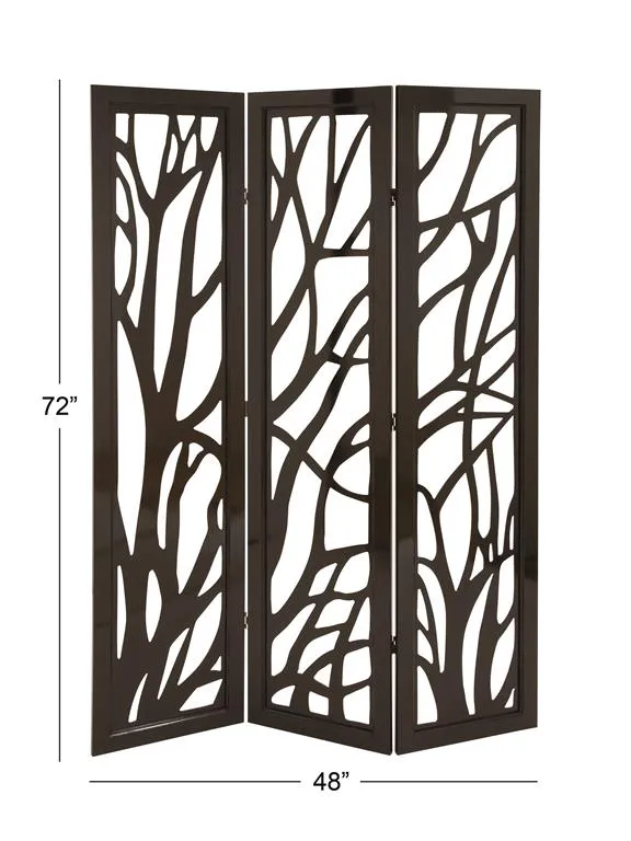 BLACK WOOD ECLECTIC ROOM DIVIDER SCREEN