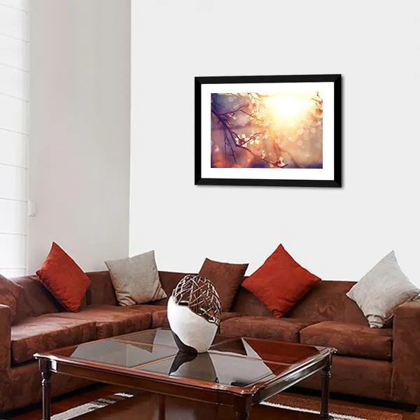 Blooming Tree With Sunlight Canvas Wall Art