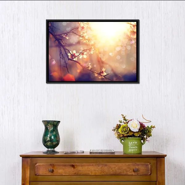 Blooming Tree With Sunlight Canvas Wall Art