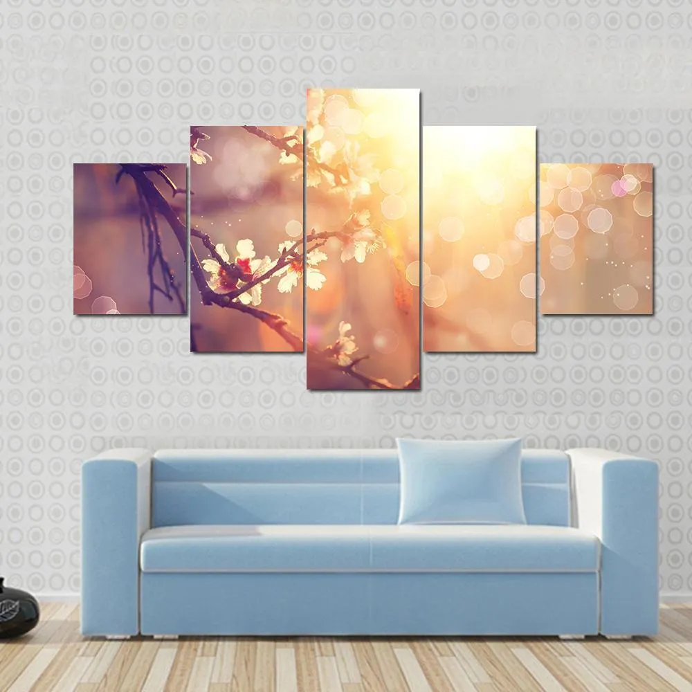 Blooming Tree With Sunlight Canvas Wall Art