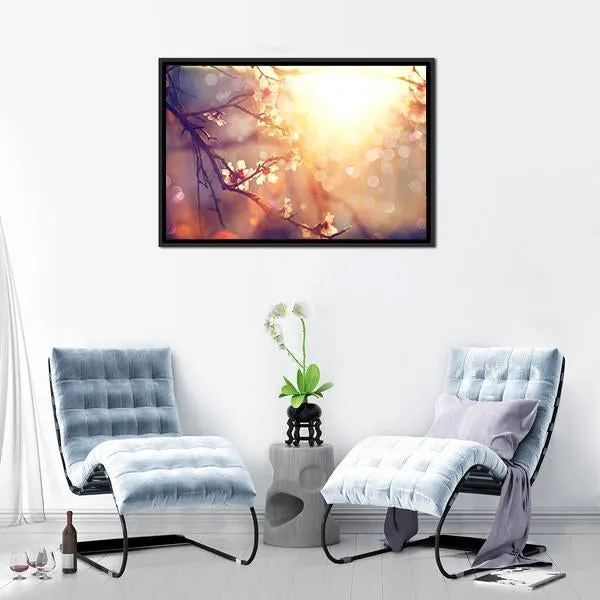 Blooming Tree With Sunlight Canvas Wall Art