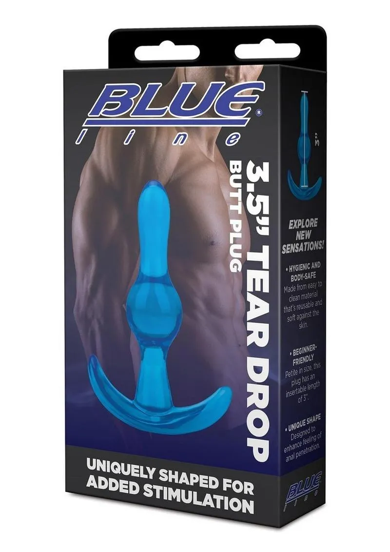 Blue Line Tear Drop Butt Plug