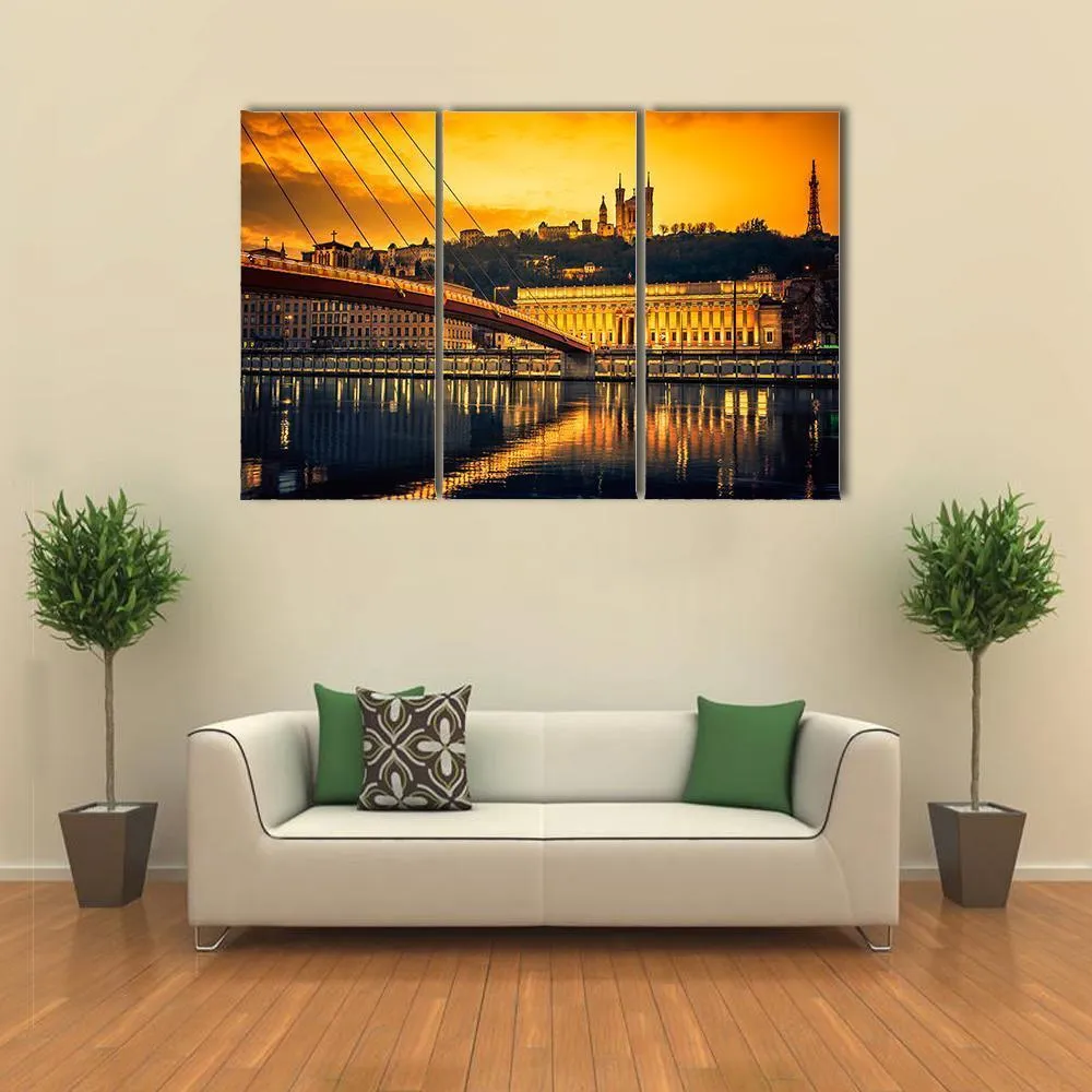 Bridge Over Saone River Canvas Wall Art