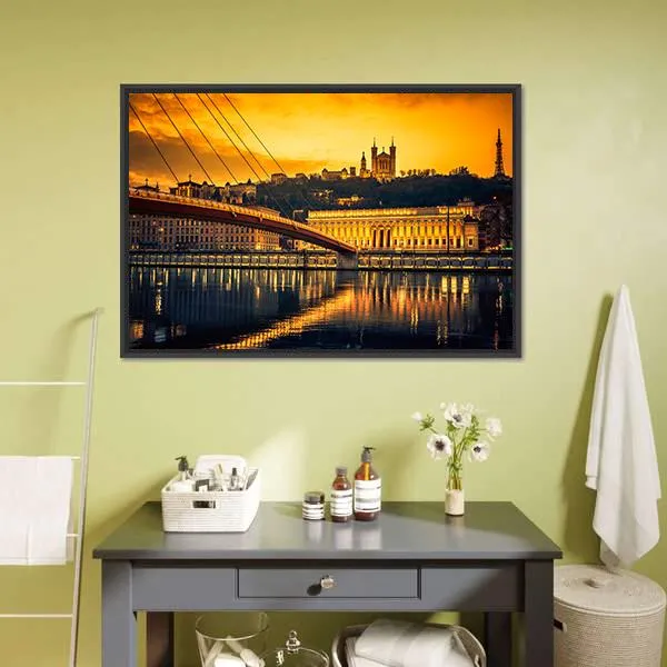 Bridge Over Saone River Canvas Wall Art