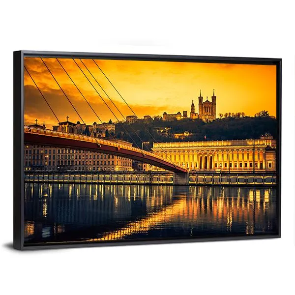 Bridge Over Saone River Canvas Wall Art