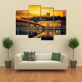 Bridge Over Saone River Canvas Wall Art