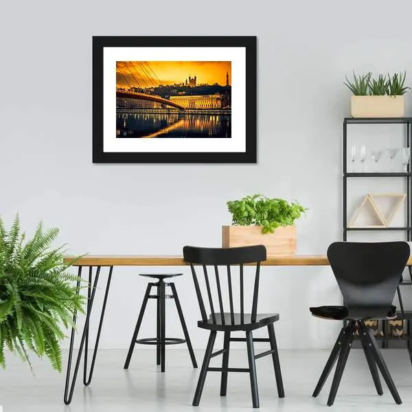 Bridge Over Saone River Canvas Wall Art