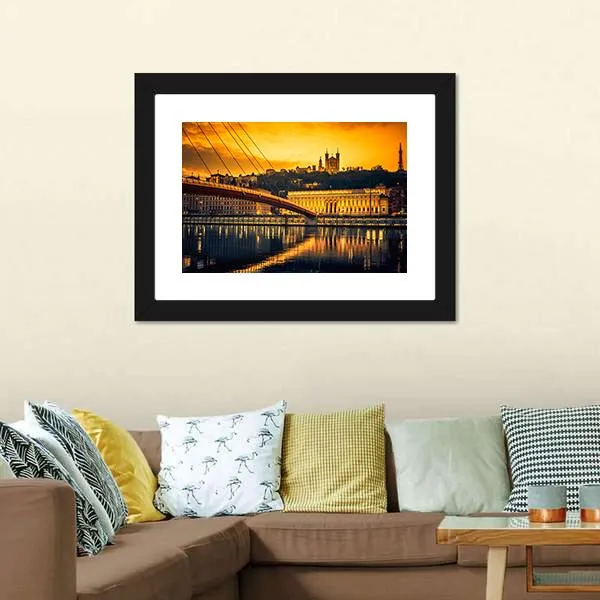 Bridge Over Saone River Canvas Wall Art