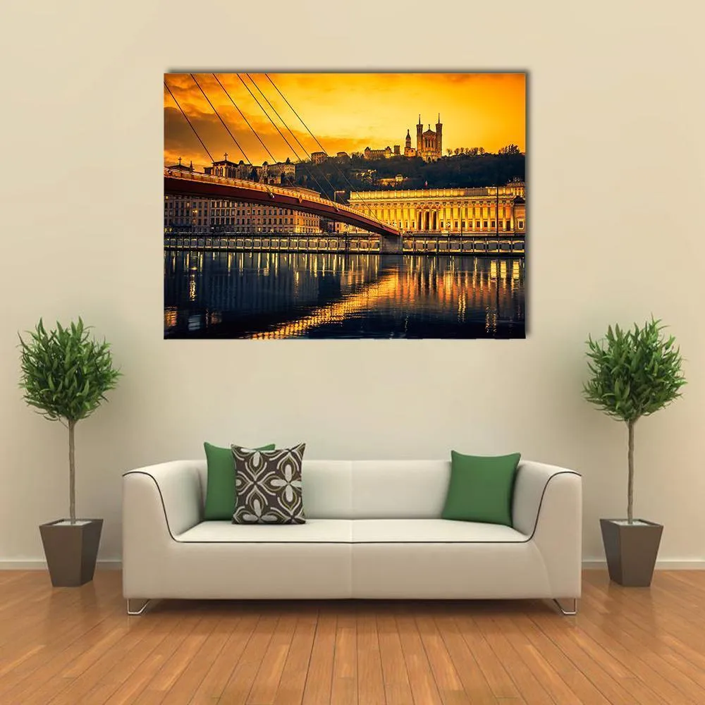 Bridge Over Saone River Canvas Wall Art