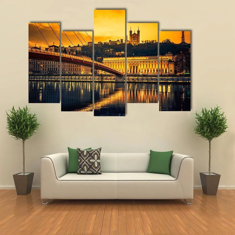 Bridge Over Saone River Canvas Wall Art