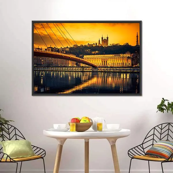 Bridge Over Saone River Canvas Wall Art