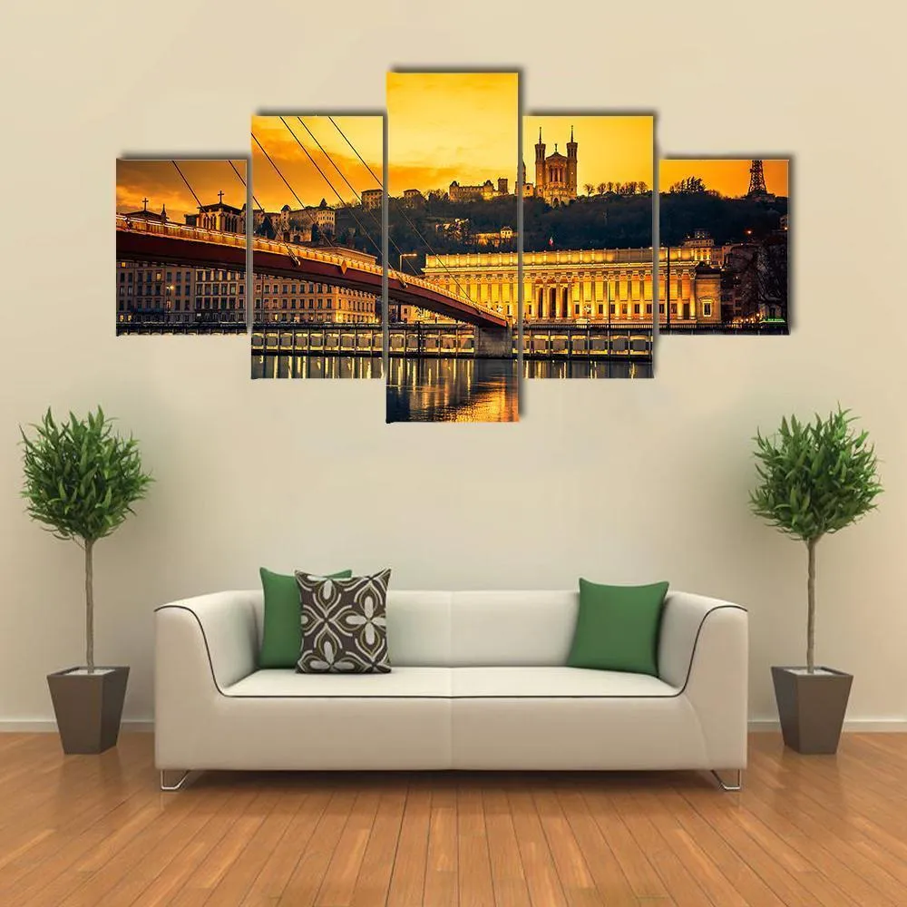 Bridge Over Saone River Canvas Wall Art