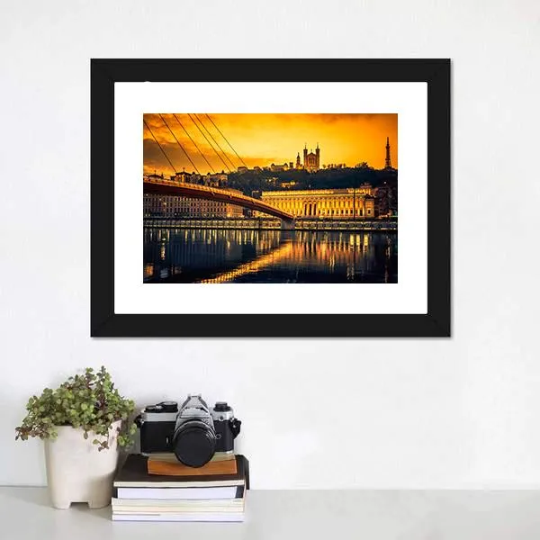 Bridge Over Saone River Canvas Wall Art