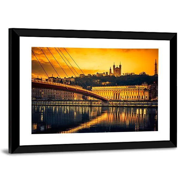 Bridge Over Saone River Canvas Wall Art