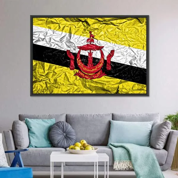 Brunei Vintage Flag Canvas Wall Art