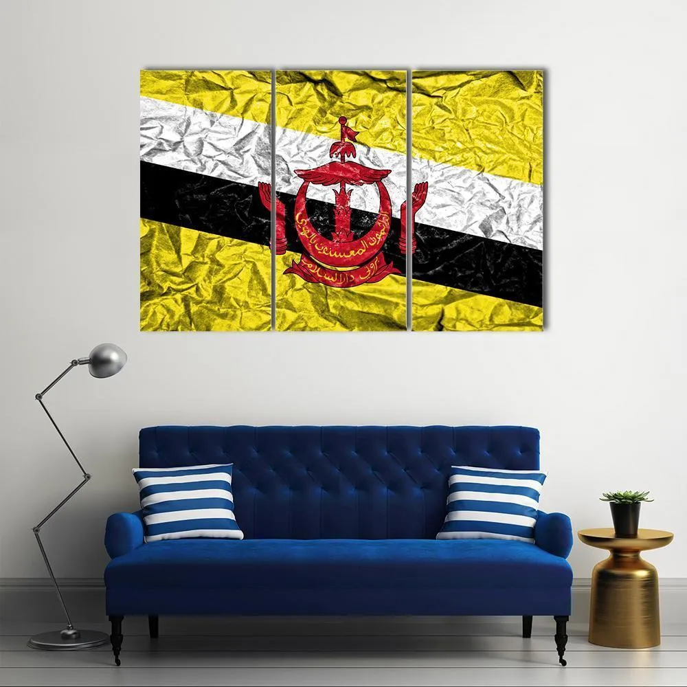 Brunei Vintage Flag Canvas Wall Art