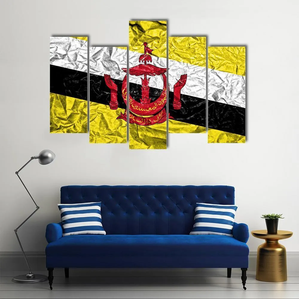 Brunei Vintage Flag Canvas Wall Art