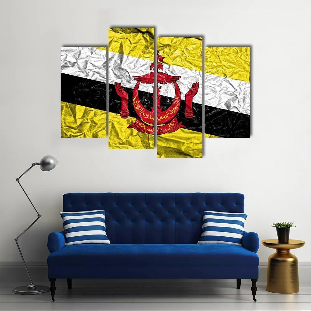 Brunei Vintage Flag Canvas Wall Art