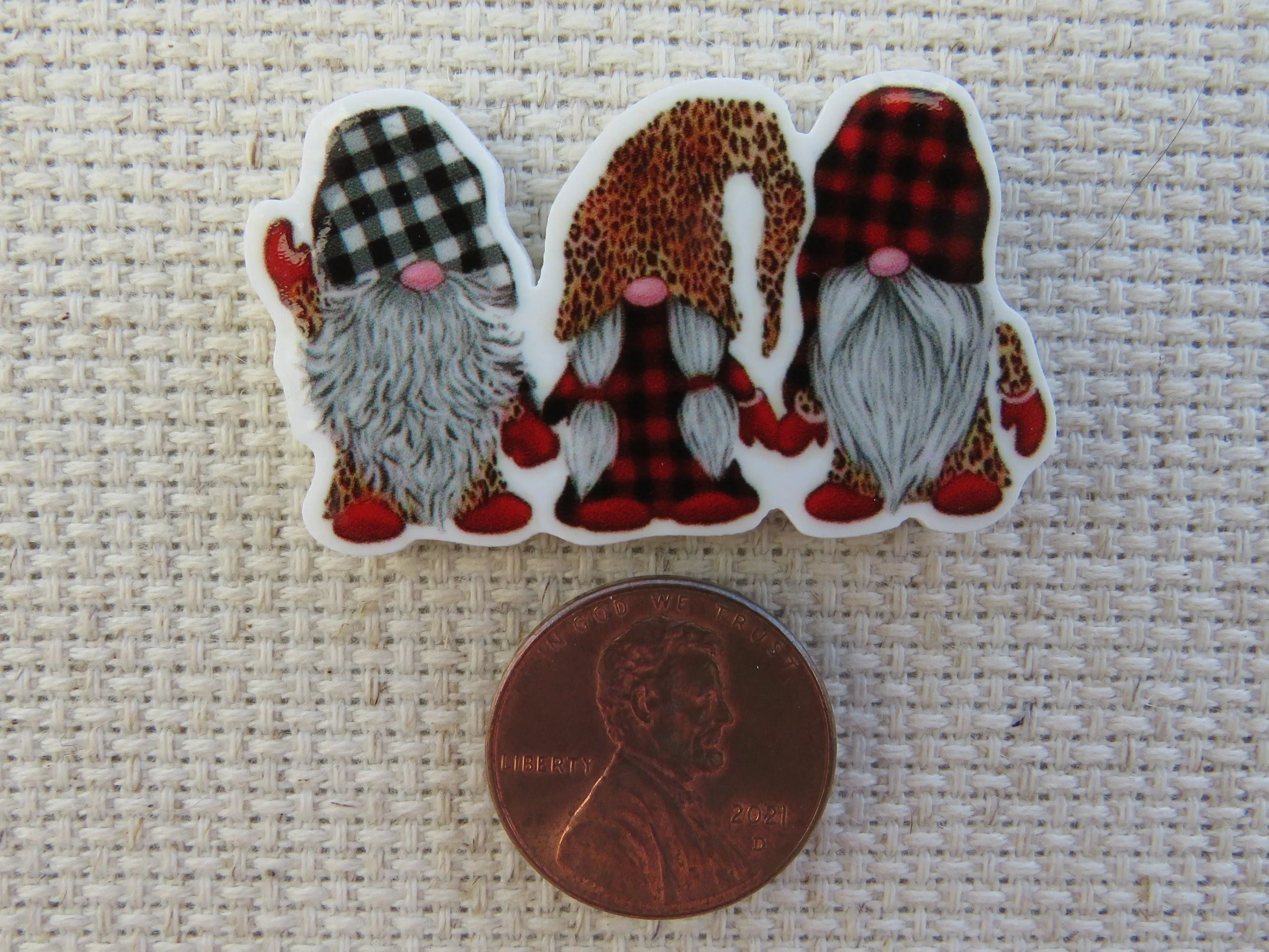 Buffalo Print Gnome Trio Needle Minder, Cover Minder, Magnet