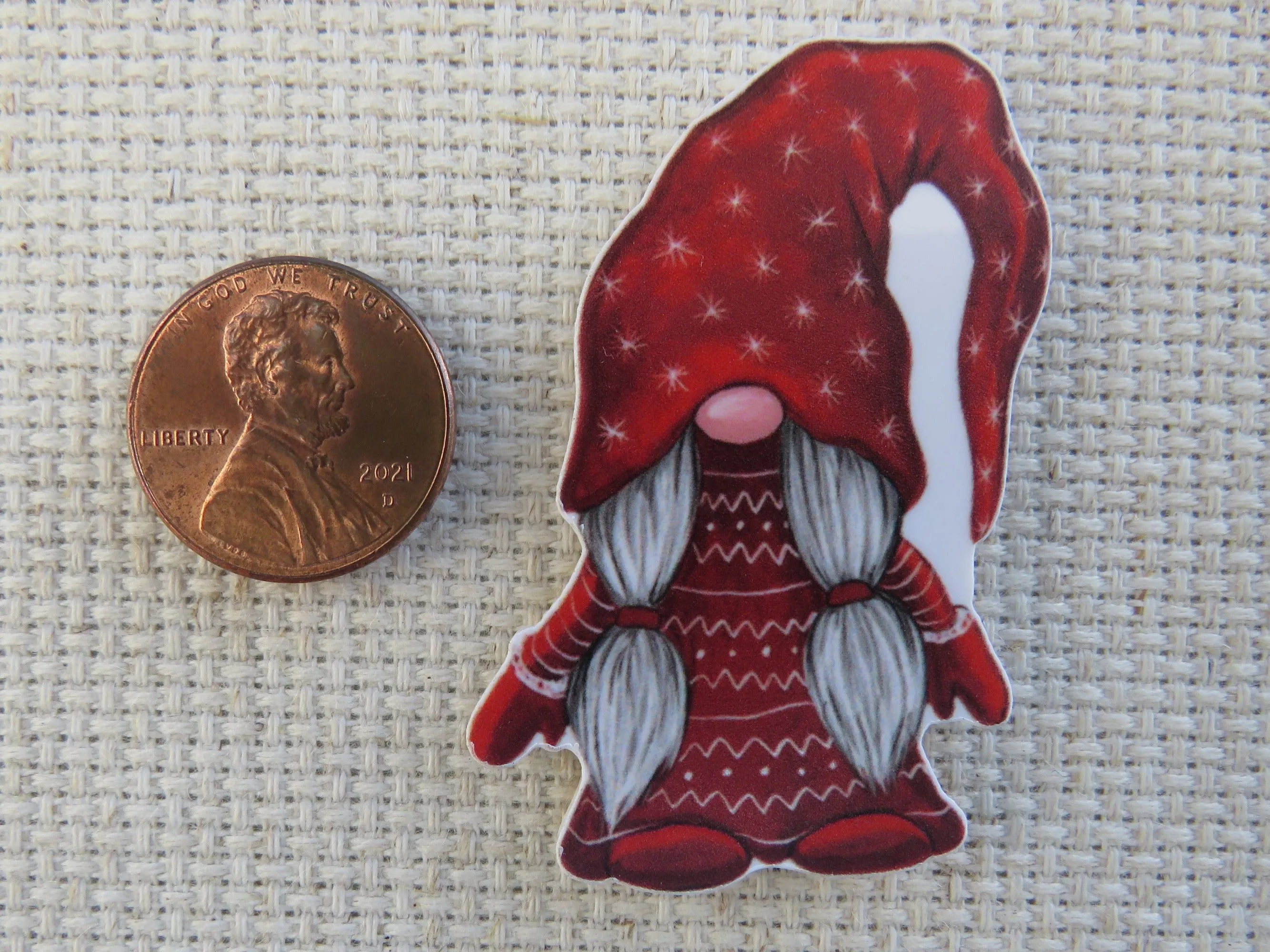 Christmas Red Gnome Needle Minder, Cover Minder, Magnet