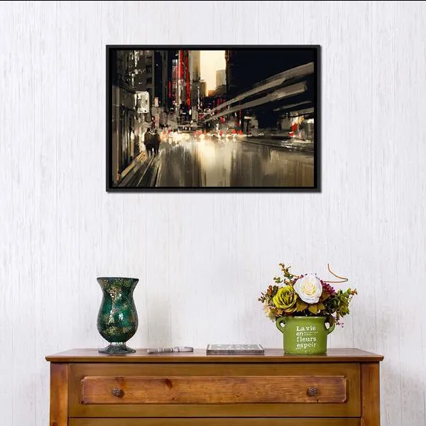 City Street illustration Canvas Wall Art