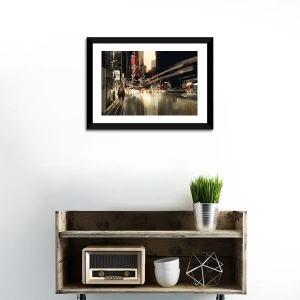 City Street illustration Canvas Wall Art