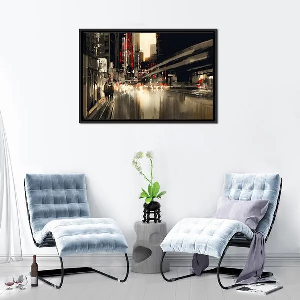 City Street illustration Canvas Wall Art