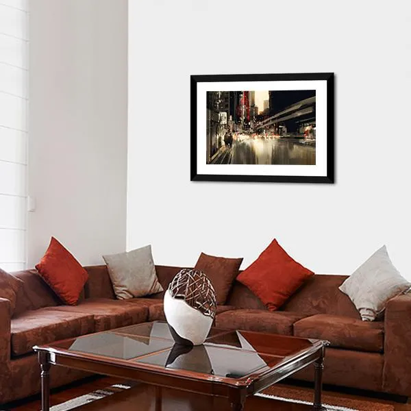 City Street illustration Canvas Wall Art