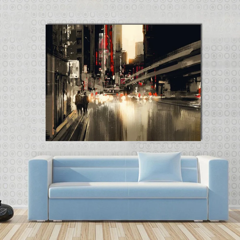 City Street illustration Canvas Wall Art