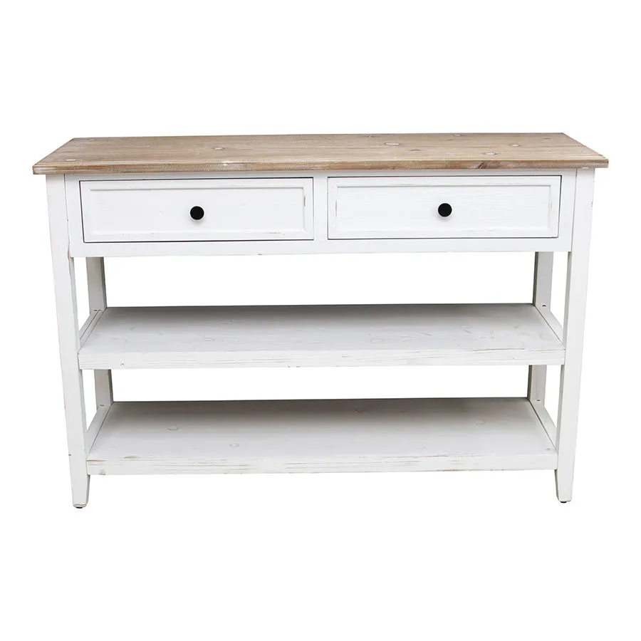 Coastal 2 Draw Console W-2 Shelves