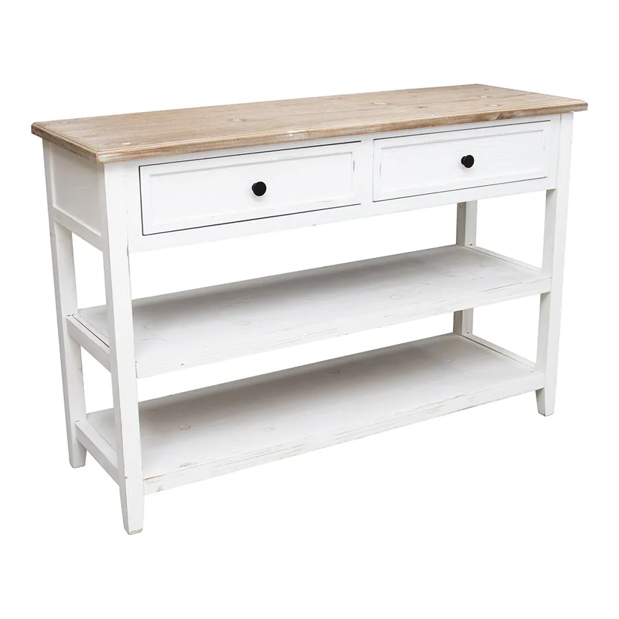 Coastal 2 Draw Console W-2 Shelves