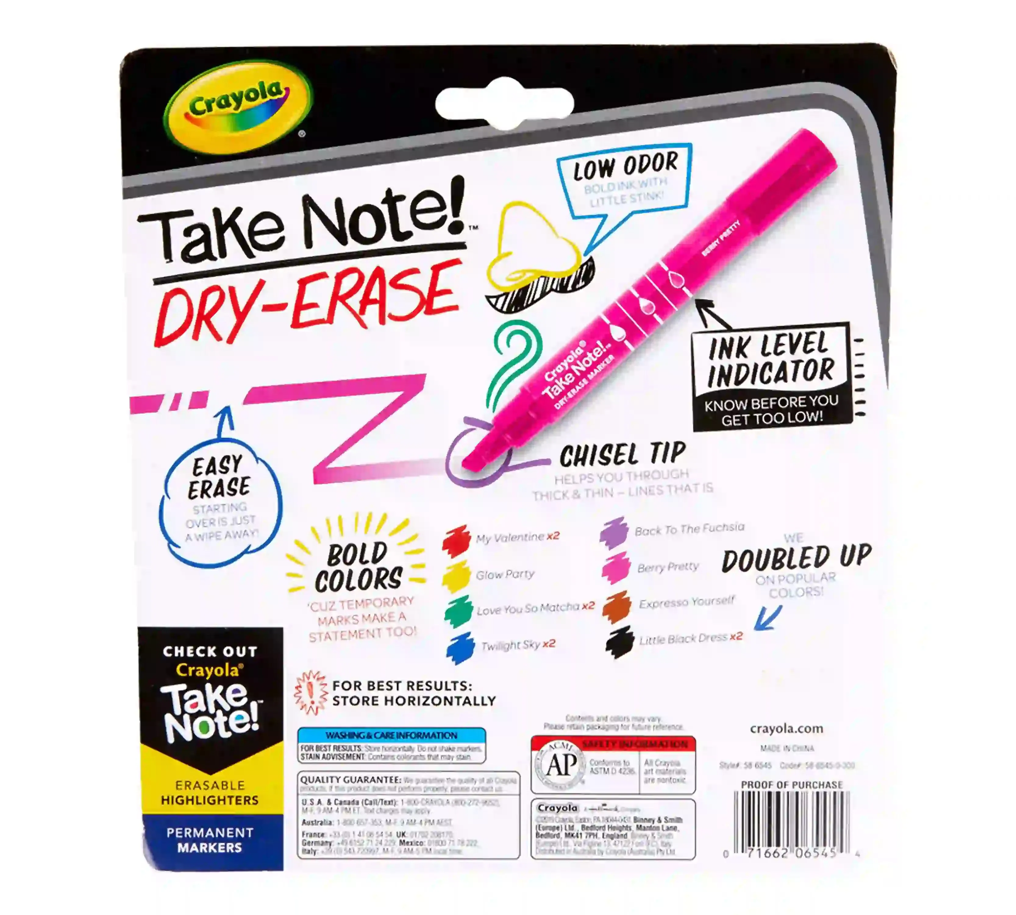 Crayola - Take Note Colored Dry Erase Markers, Pack of 12