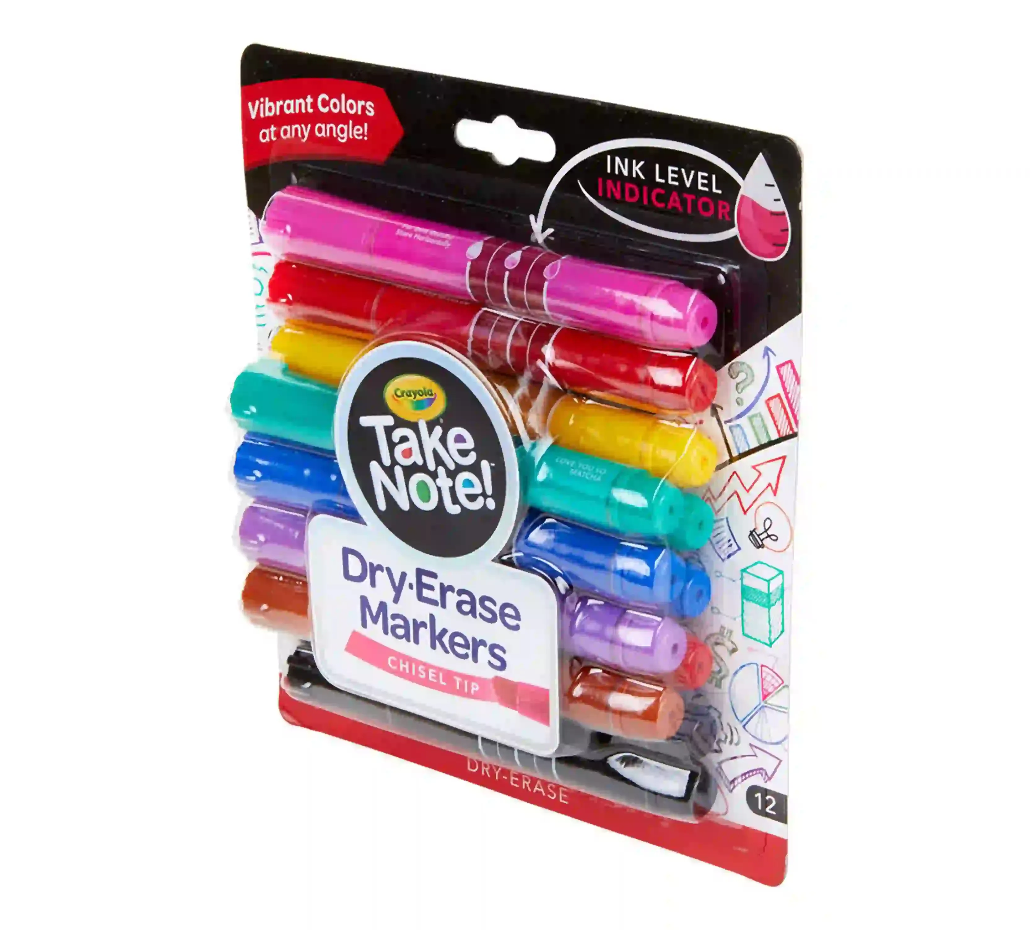 Crayola - Take Note Colored Dry Erase Markers, Pack of 12