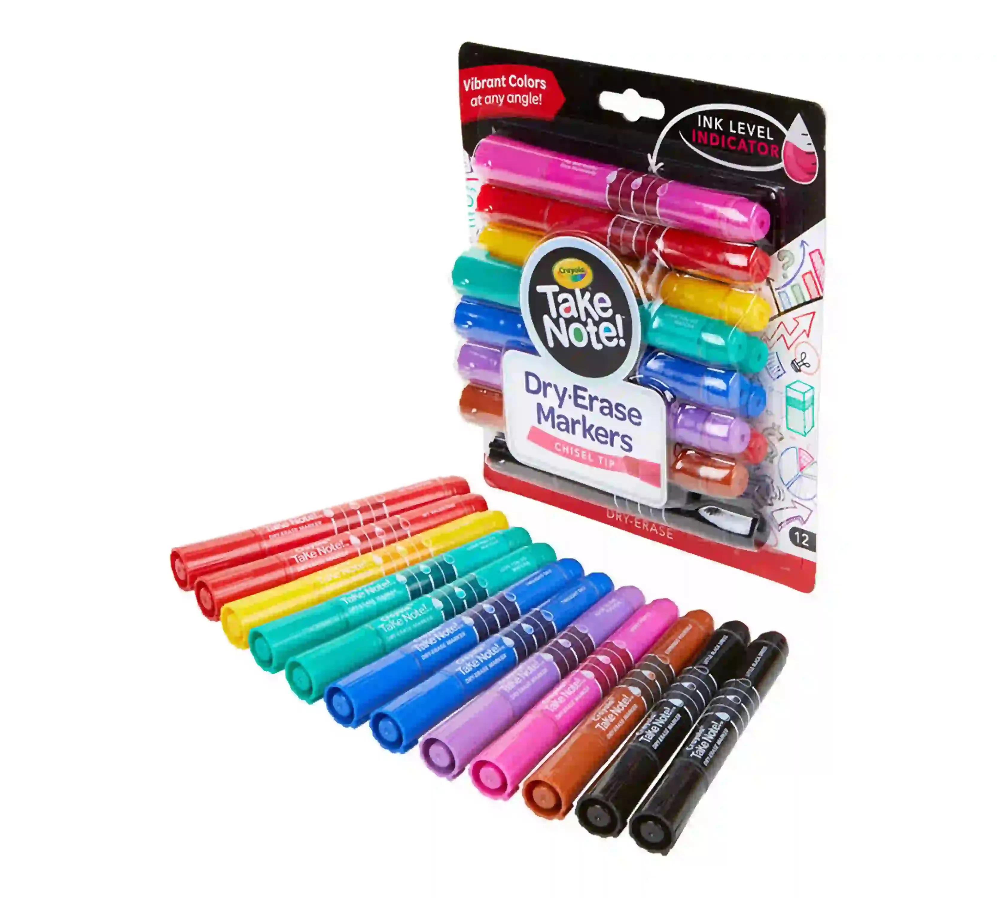 Crayola - Take Note Colored Dry Erase Markers, Pack of 12