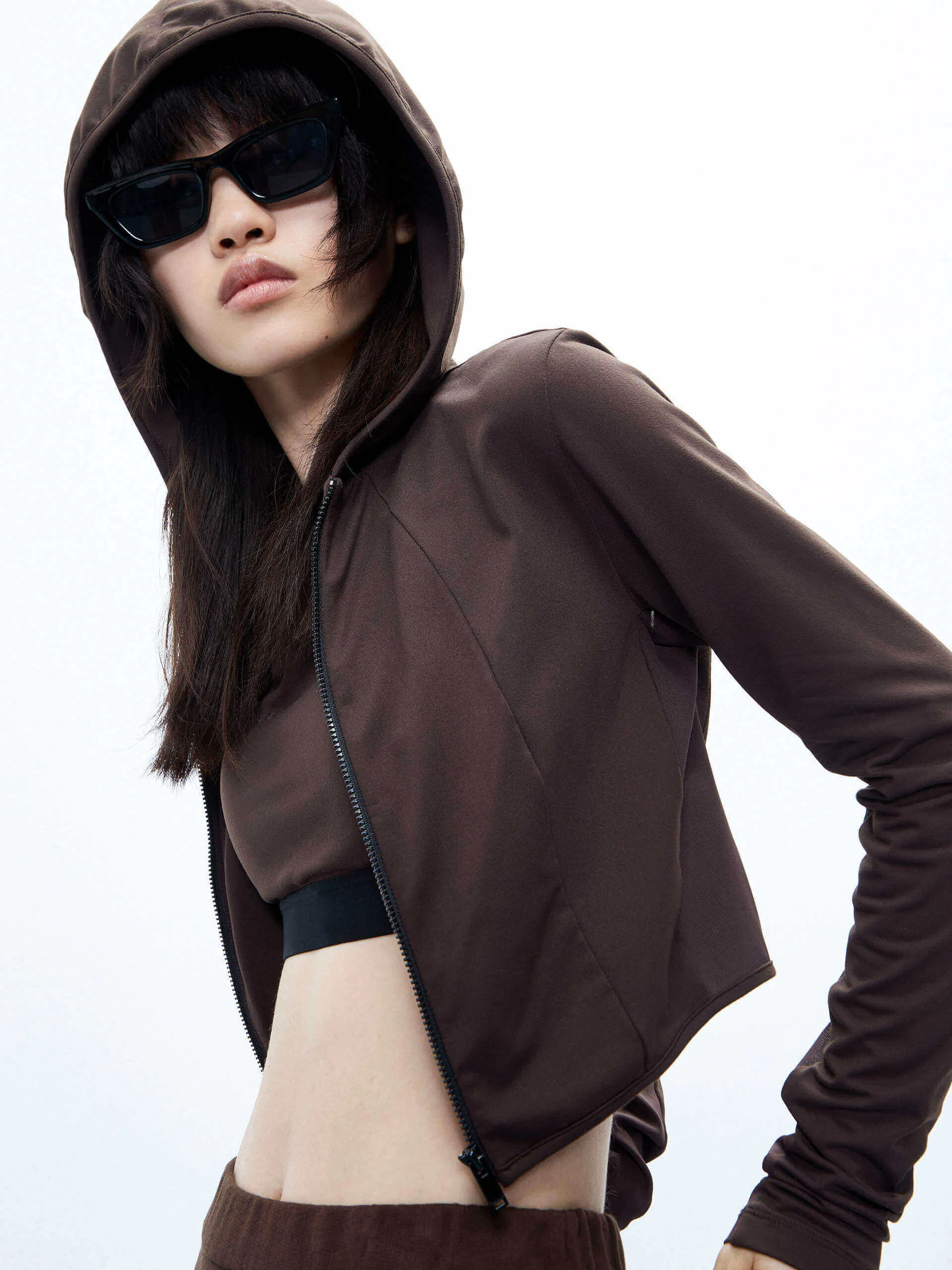 Cropped Hood Jacket with Tank Top