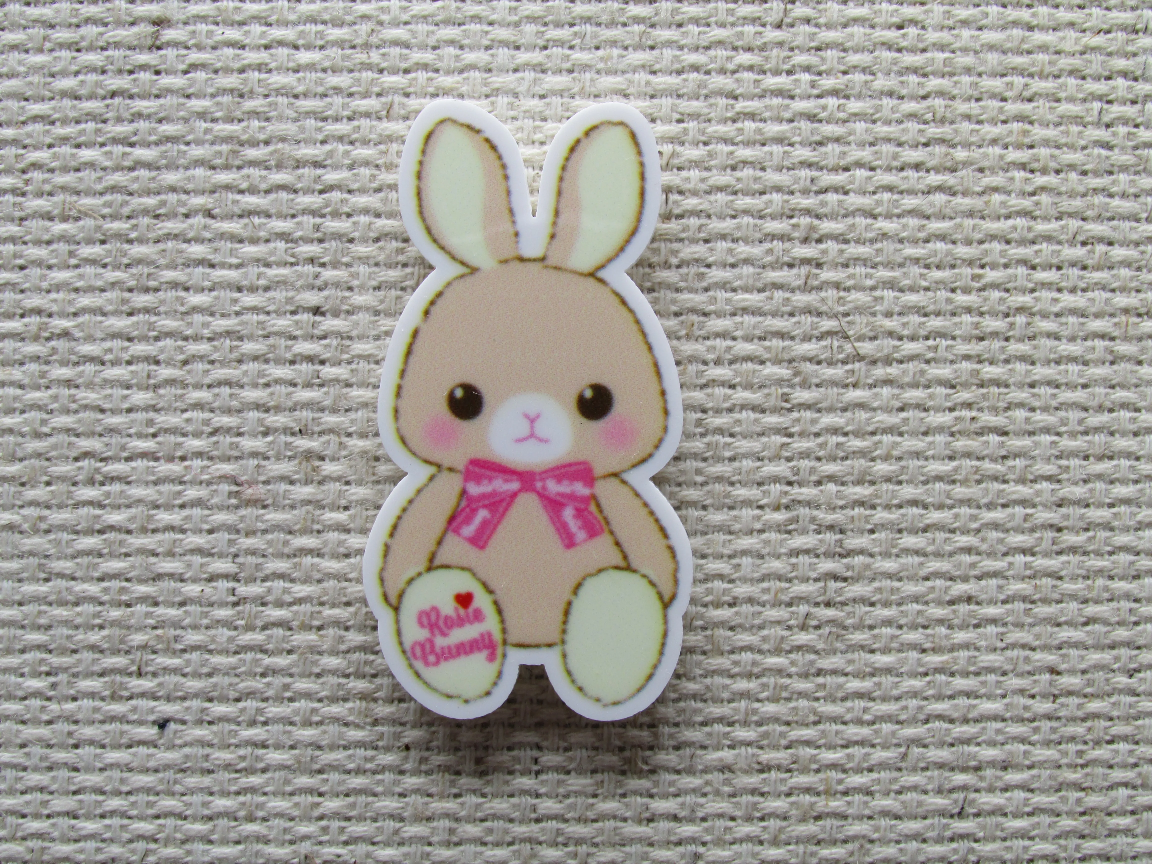 Cute Bunny with a Pink Ribbon Needle Minder, Cover Minder, Magnet