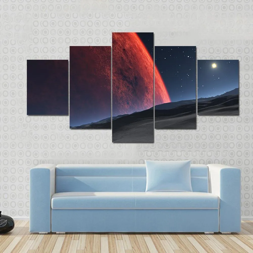 Deimos With Red Planet Canvas Wall Art