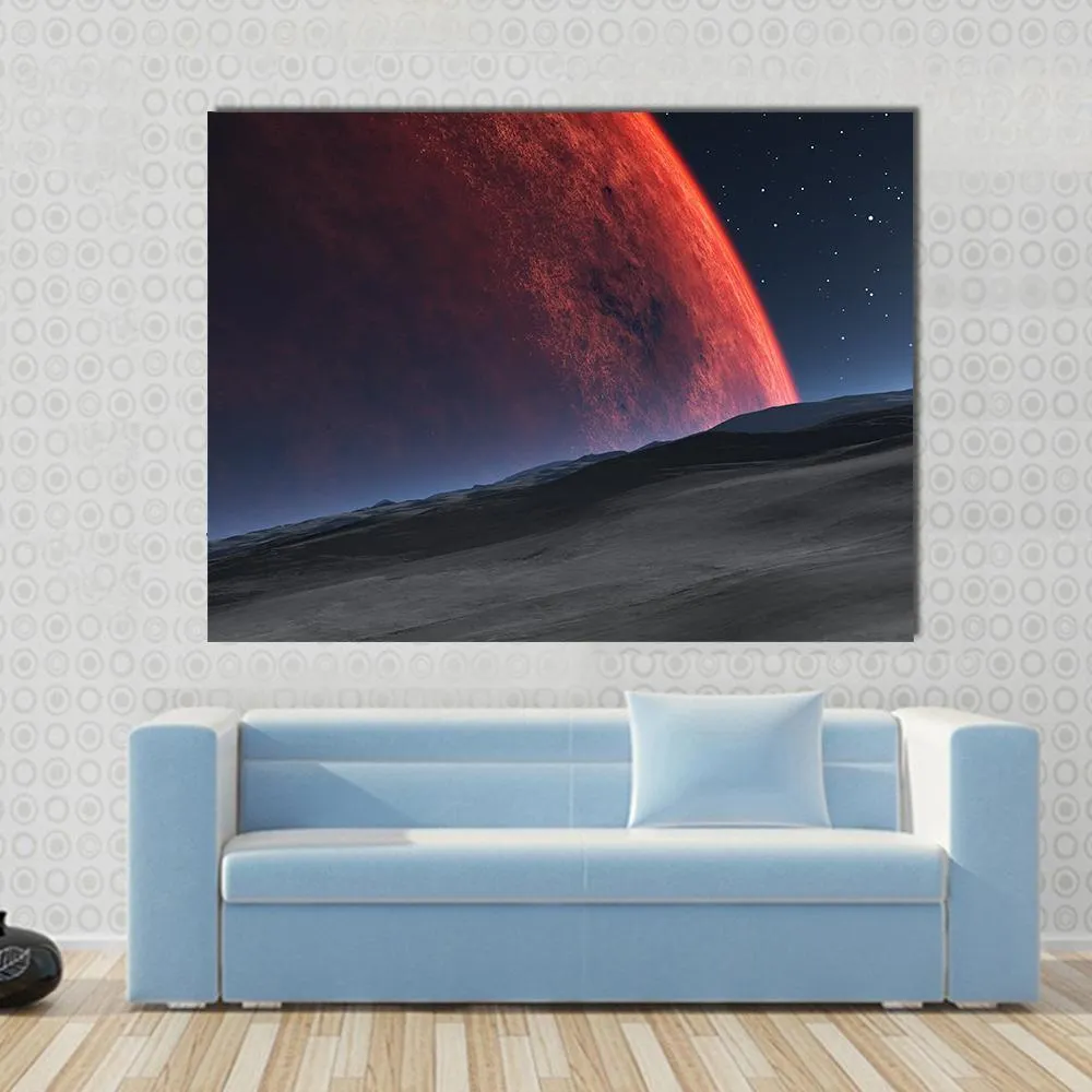 Deimos With Red Planet Canvas Wall Art