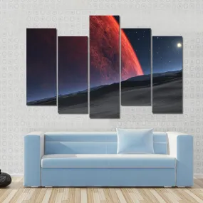 Deimos With Red Planet Canvas Wall Art