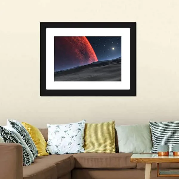 Deimos With Red Planet Canvas Wall Art