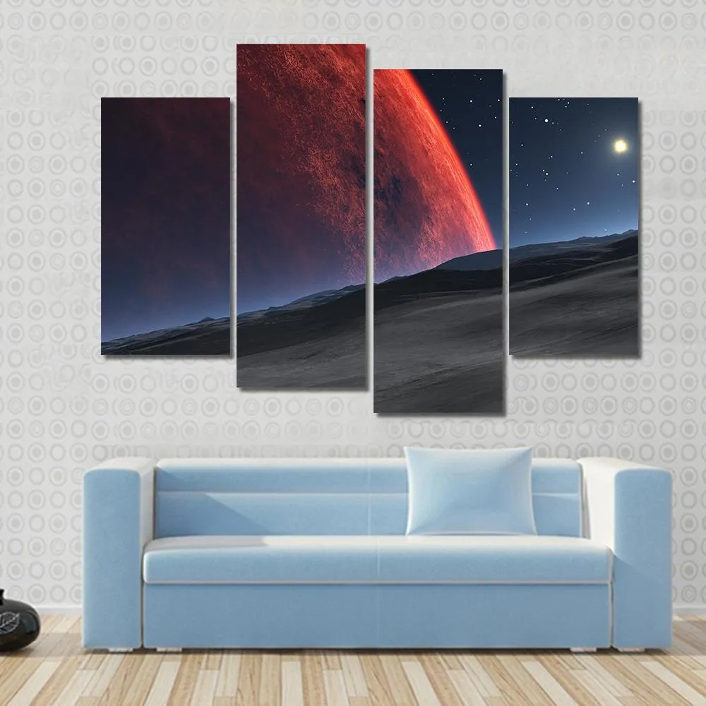 Deimos With Red Planet Canvas Wall Art