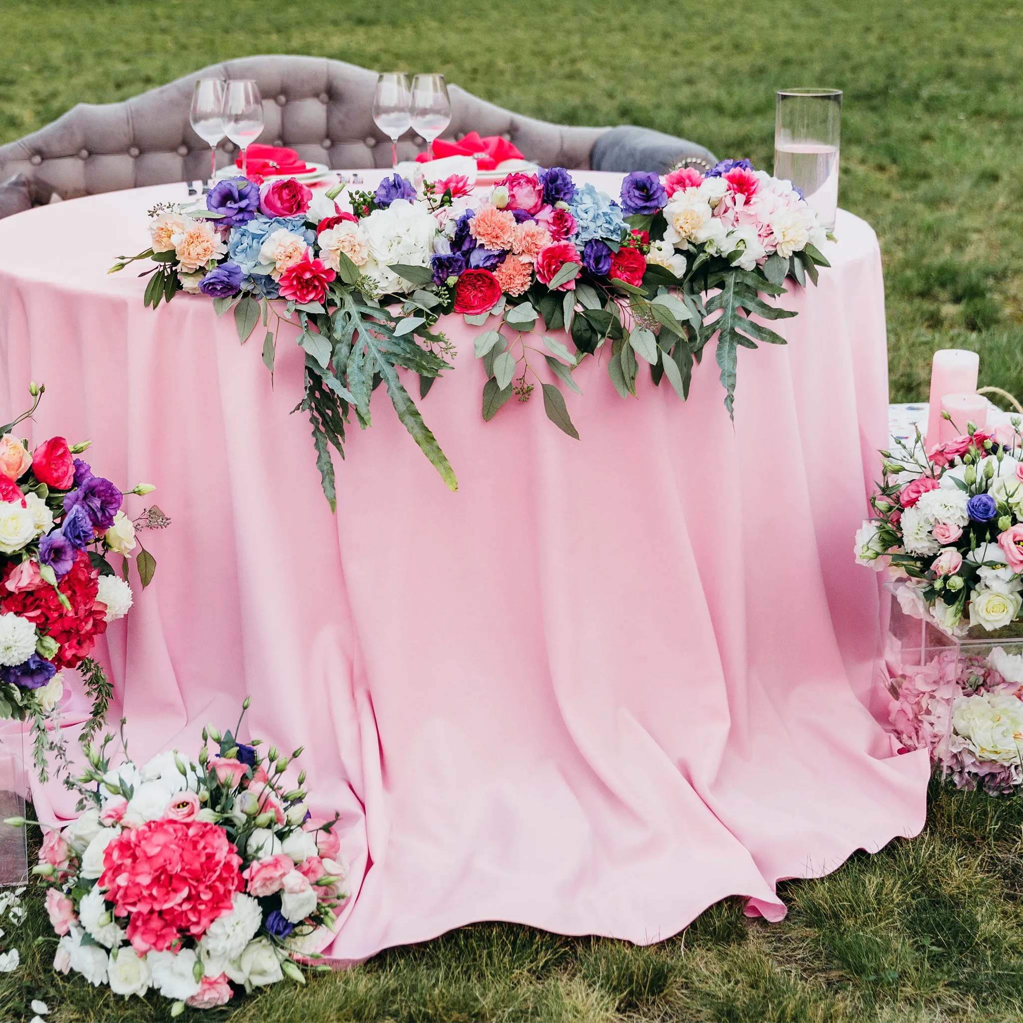 Economy Polyester Tablecloth 108" Round - Pink