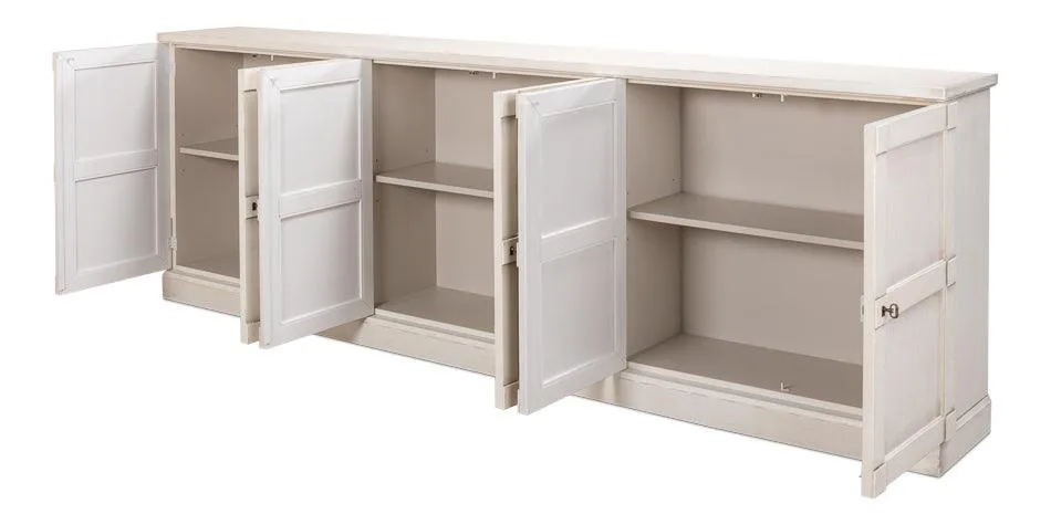 Extra Long Stucco White Buffet