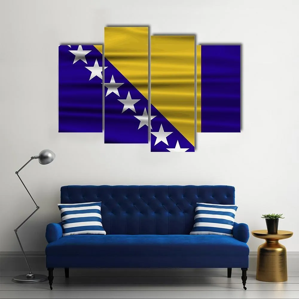 Flag Of Bosnia & Herzegovina Canvas Wall Art