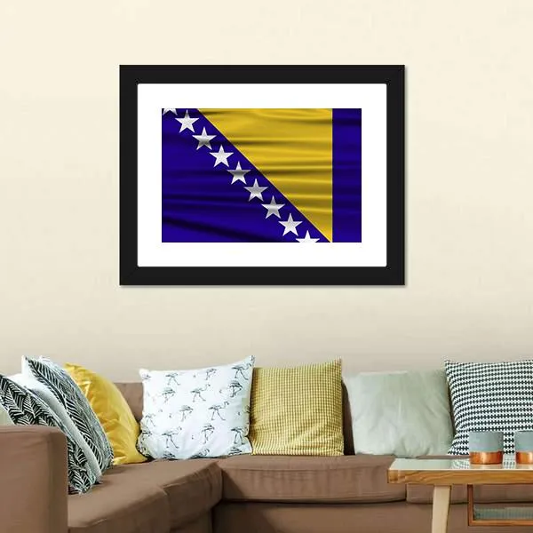 Flag Of Bosnia & Herzegovina Canvas Wall Art