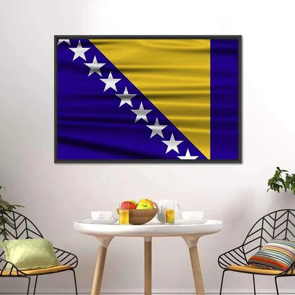 Flag Of Bosnia & Herzegovina Canvas Wall Art