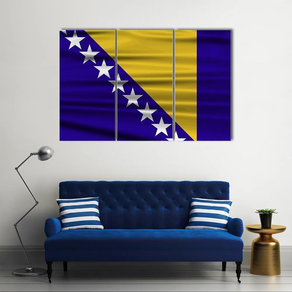 Flag Of Bosnia & Herzegovina Canvas Wall Art